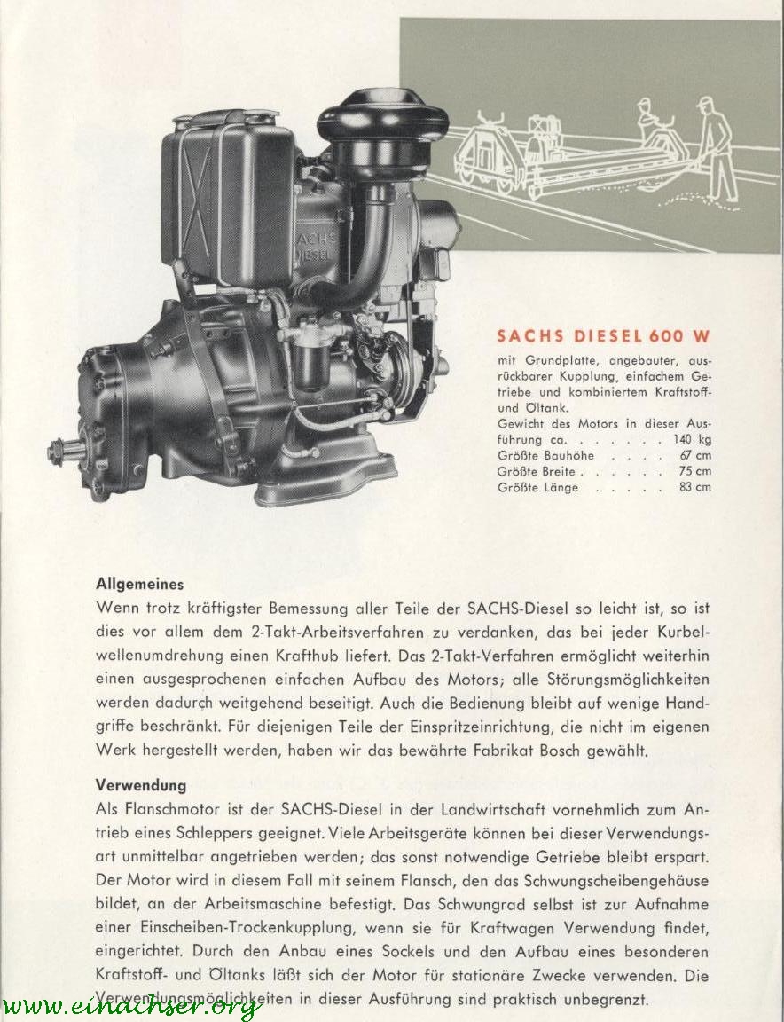 Sachs Diesel 600 Wassergekühlt